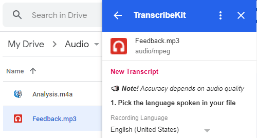 Select recording language